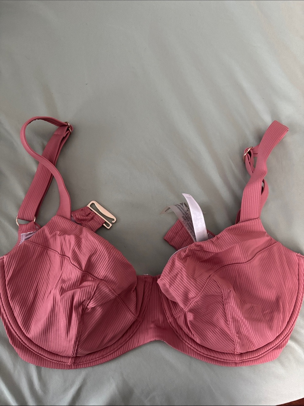 Victoria's Secret Ribbed Underwire Bikini Top in Dusty Rose